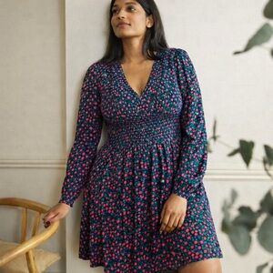 Boden Blue and Pink Long Sleeve Dress